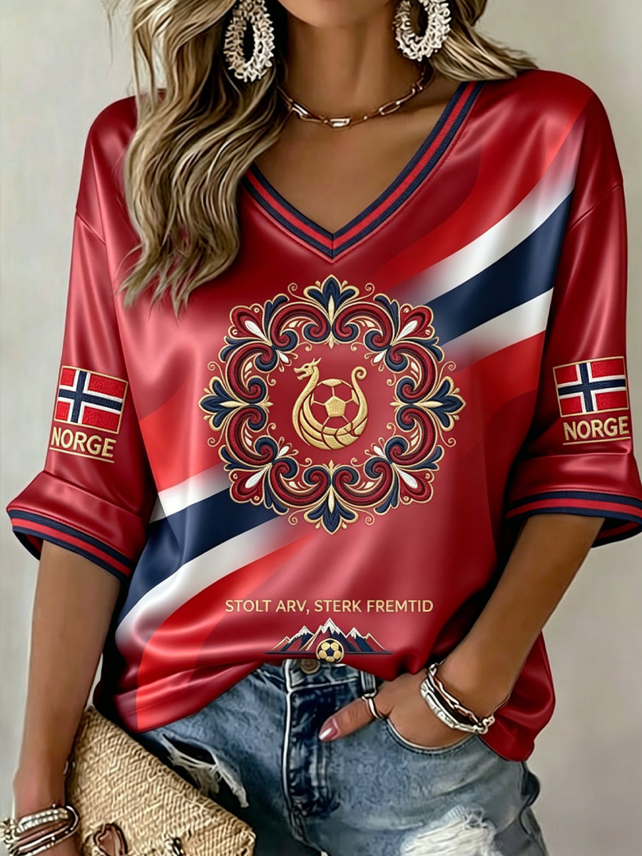 Kvinner Retro Norge 2026 fotball T-shirt
