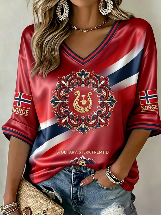 Kvinner Retro Norge 2026 fotball T-skjorte