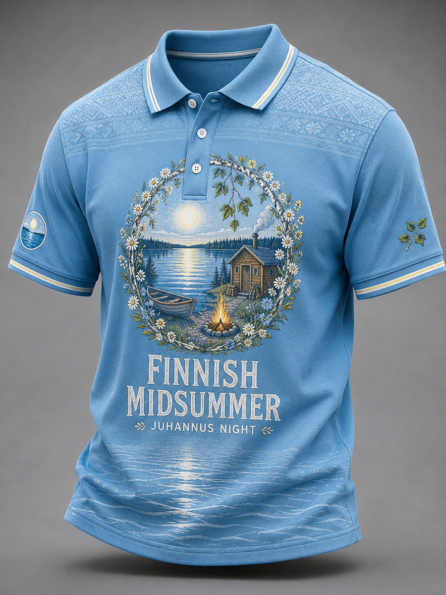 Miesten juhannen festivaali Print Casual Short-Sleeve Polo-paita