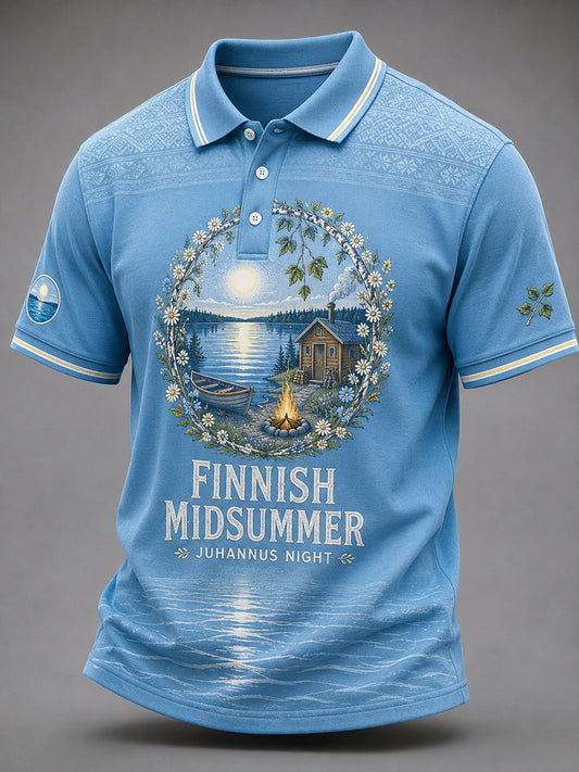 Menns midsommerfest Print Casual kortermet poloskjorte
