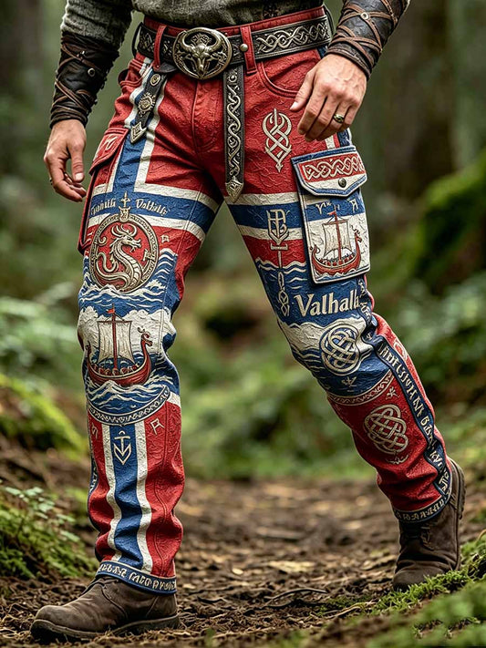 Herremote Vikingkunsttrykk lange bukser