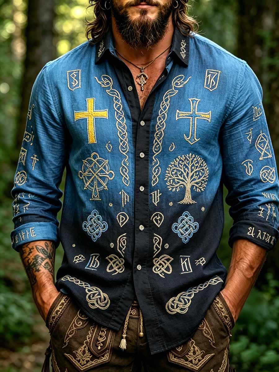 Mäns mode Viking konst tryck skjorta