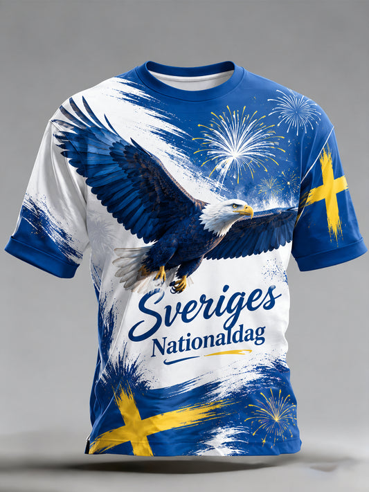 Konsttryck på herrtröja med minne av den svenska nationaldagen
