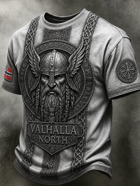 Herlig retro-T-skjorte i nordisk stil med norsk kunsttrykk