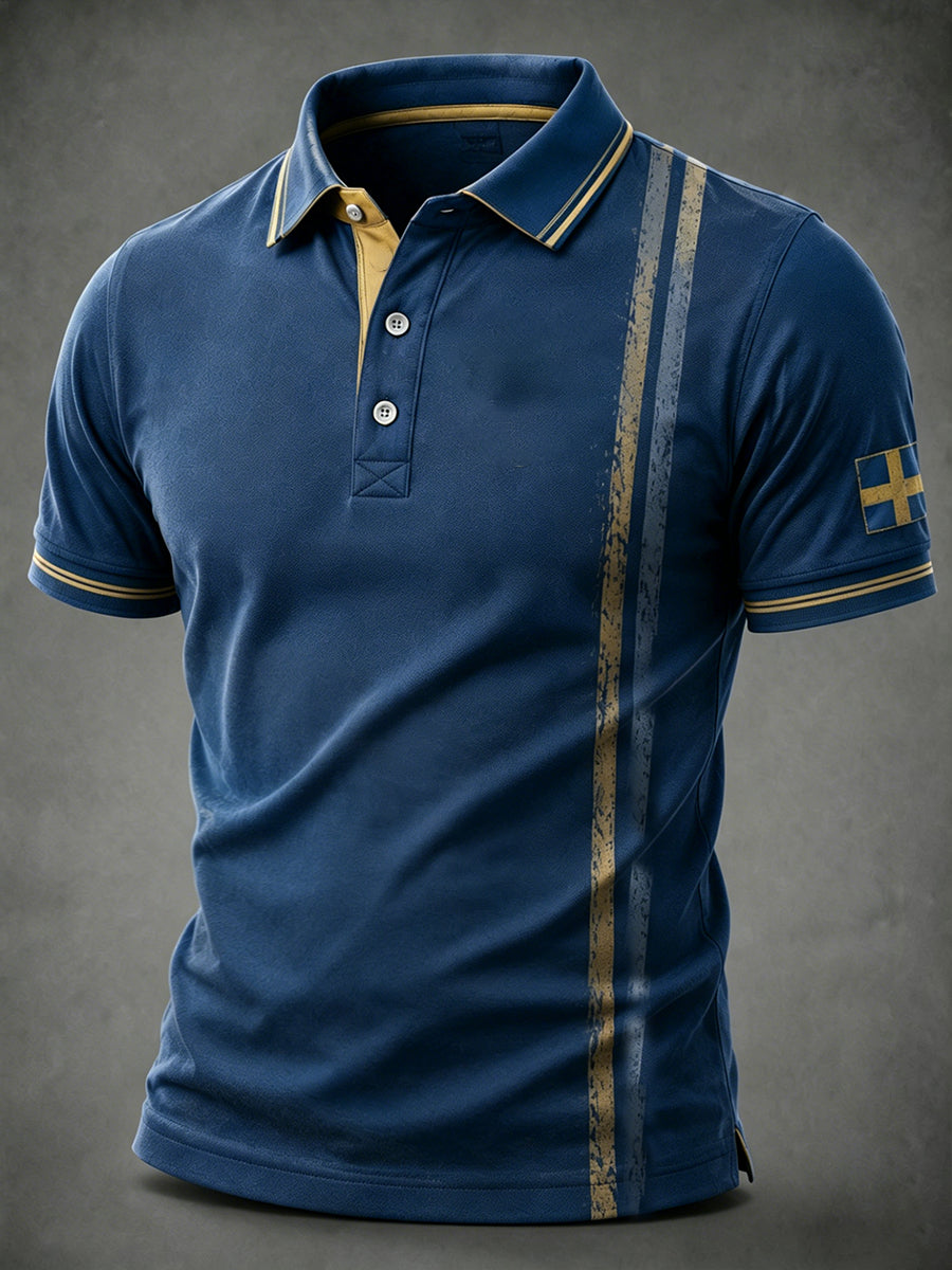 Mäns svenska Print Casual Topp
