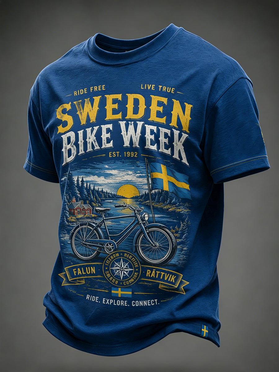Herrcykelveckans T-shirt med tryck för män