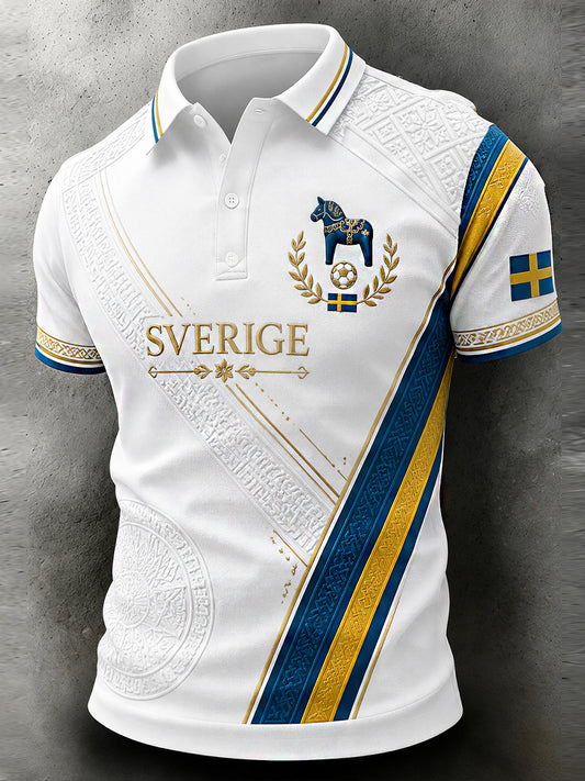 Retro svensk fotballfan-kunsttrykk avslappet genser