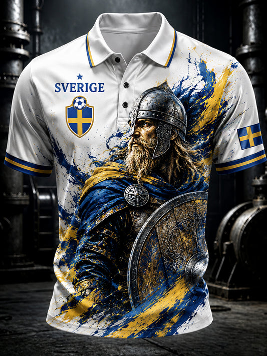 Retro svensk fotballfan-kunsttrykk avslappet genser