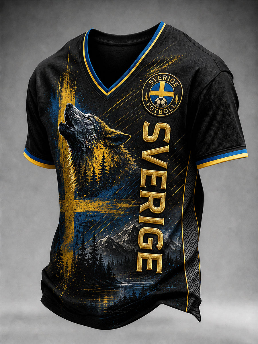 Retro svensk fotbollsfan-konsttryck avslappnad tröja