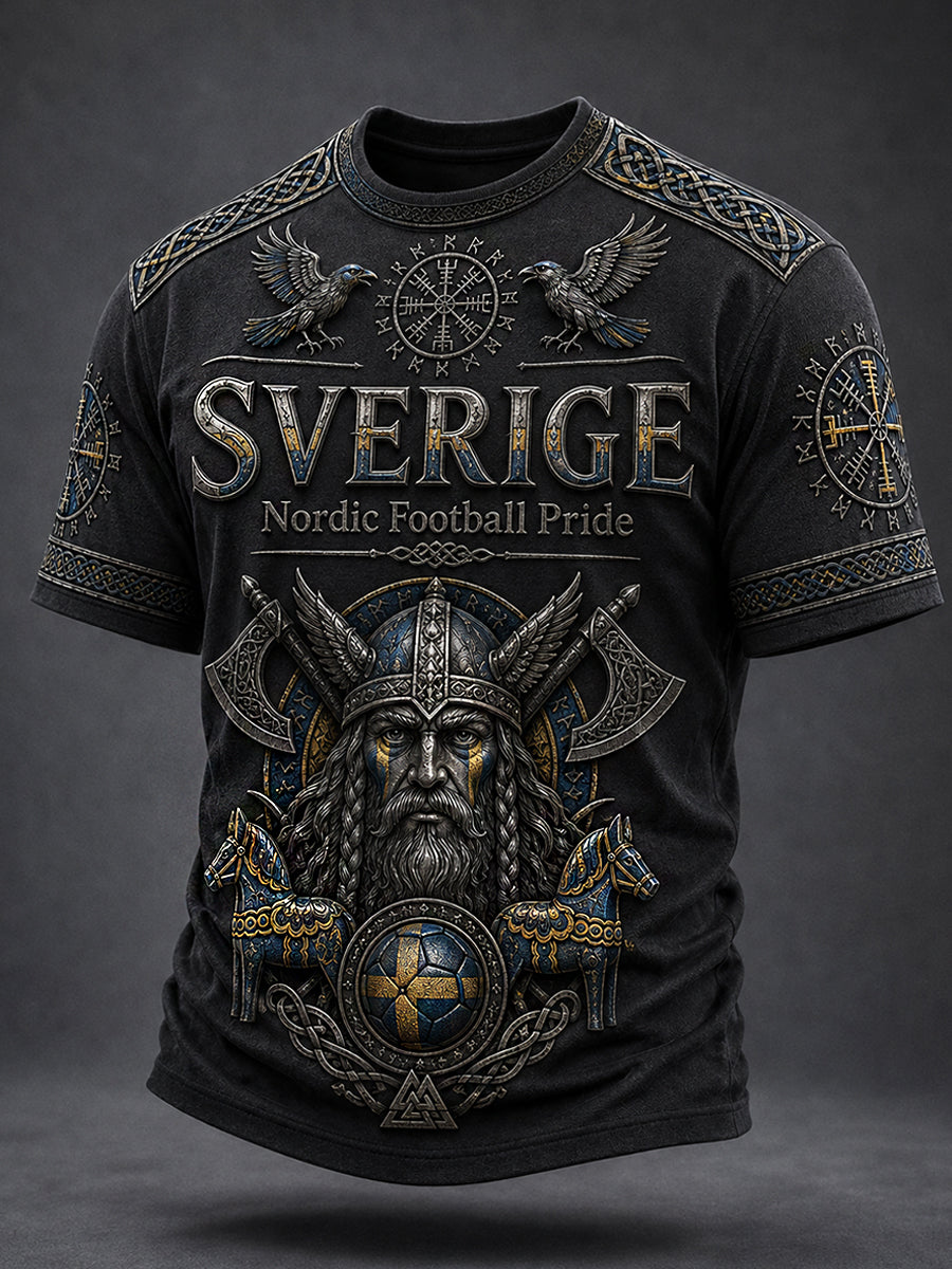 Retro svensk fotbollsfan-konsttryck avslappnad tröja