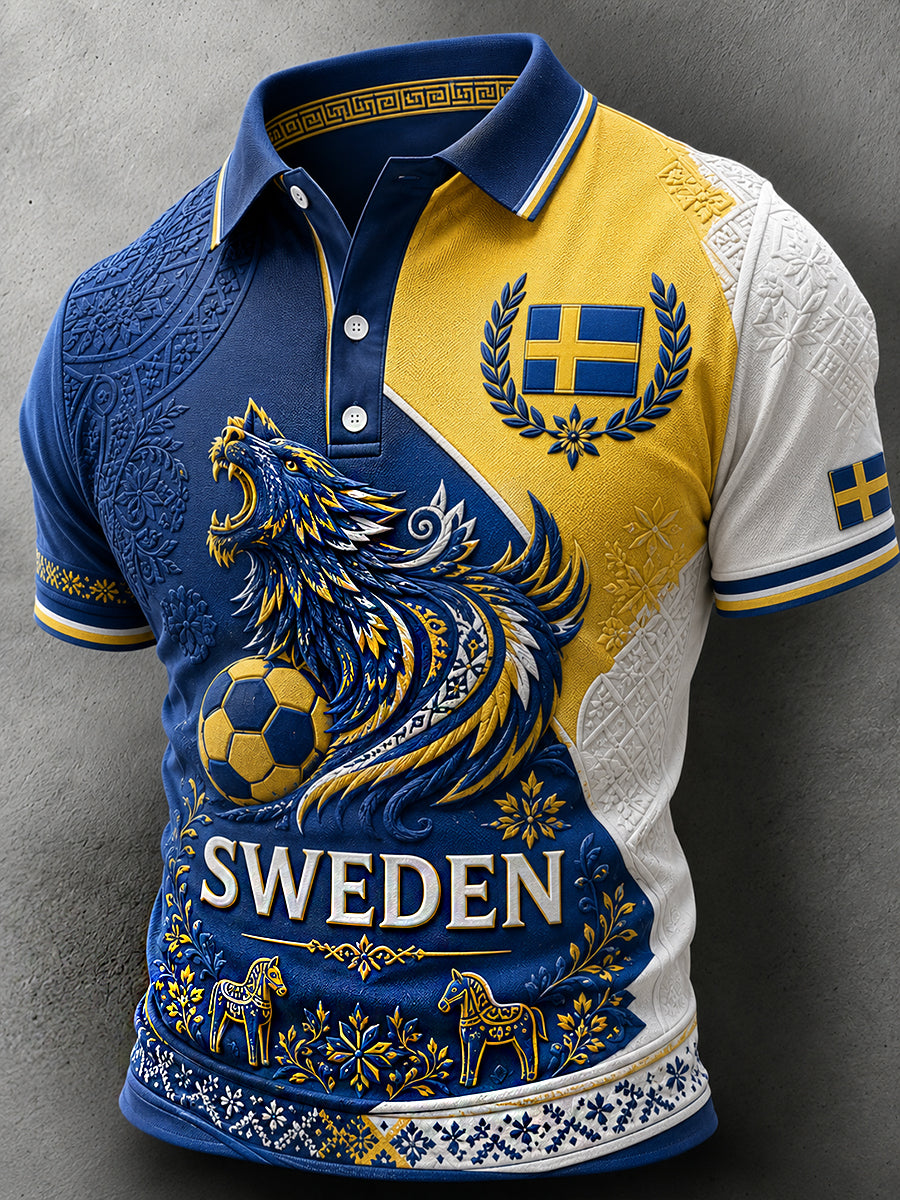 Retro svensk fotbollsfan-konsttryck avslappnad tröja