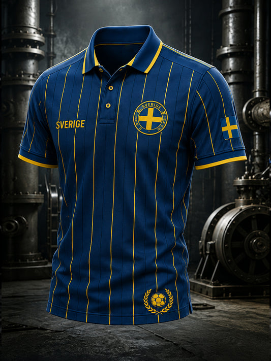 Retro svensk fotballfan-kunsttrykk avslappet genser