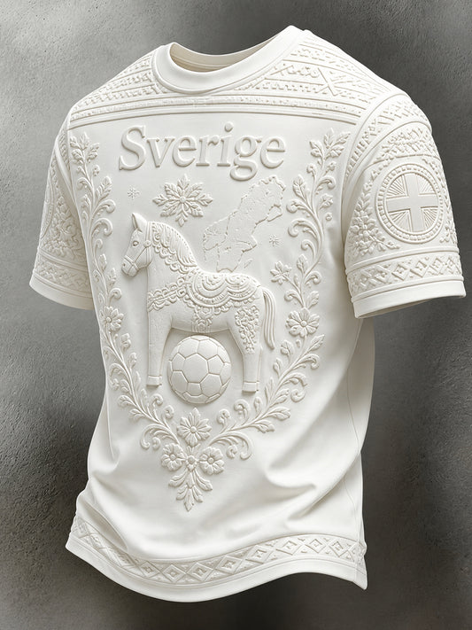 Retro svensk fotballfan-kunsttrykk avslappet genser