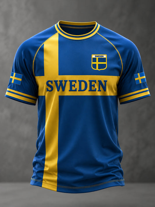 Herrelaget svensk fotball trykket kortermet t-skjorte