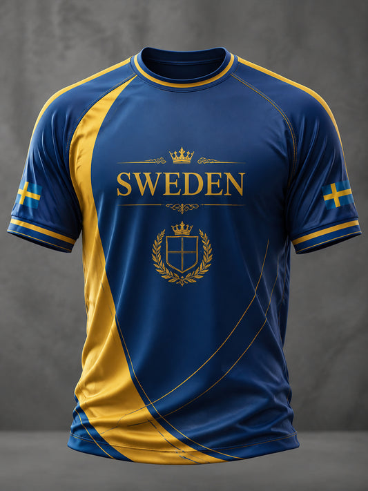 Herrelaget svensk fotball trykket kortermet t-skjorte