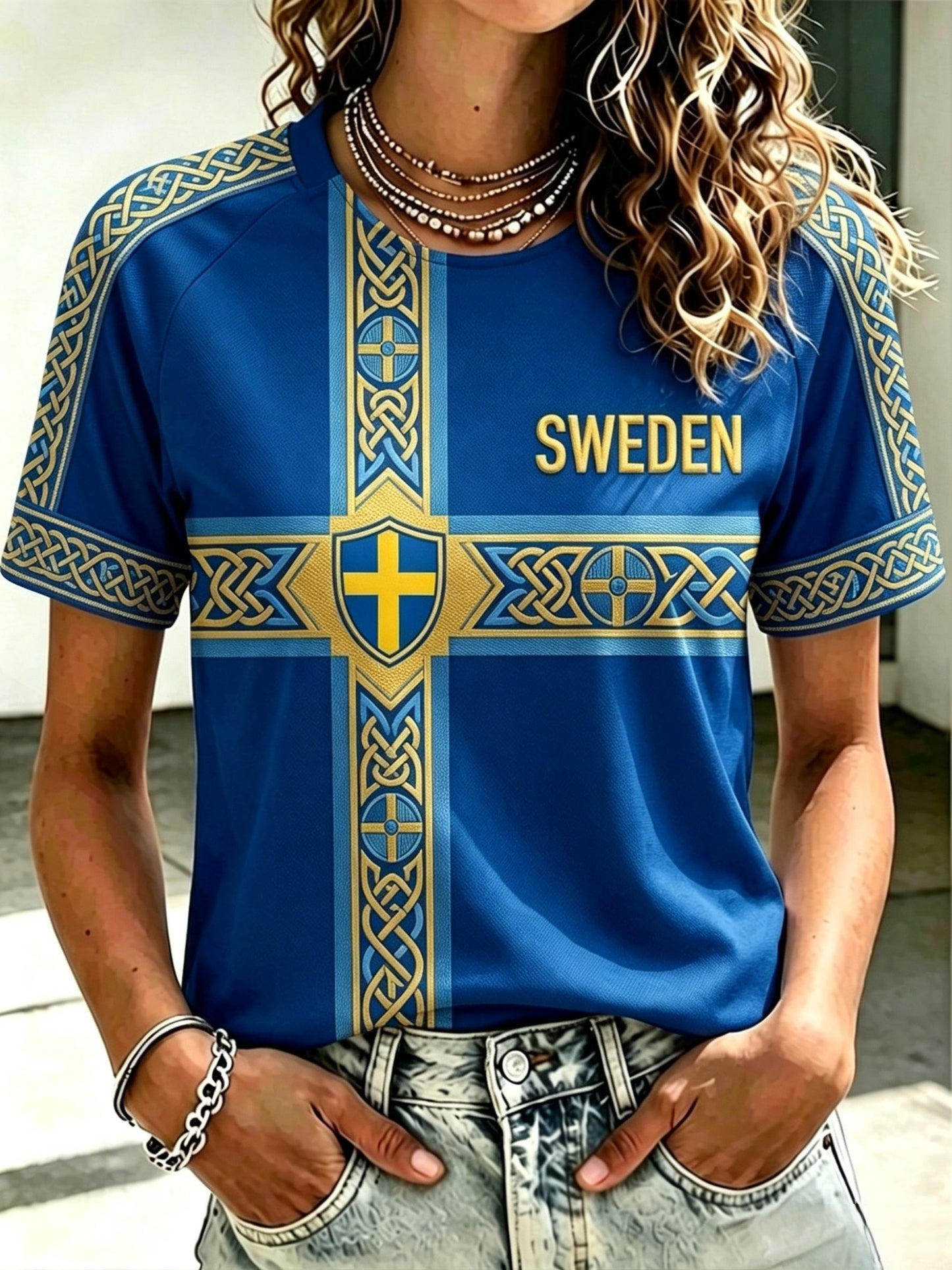 Kvinnor Retro Sverige 2026 Fotboll T-shirt