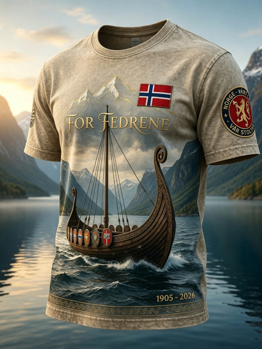 Retro norsk «Framover» kunstnerisk Totem-T-skjorte