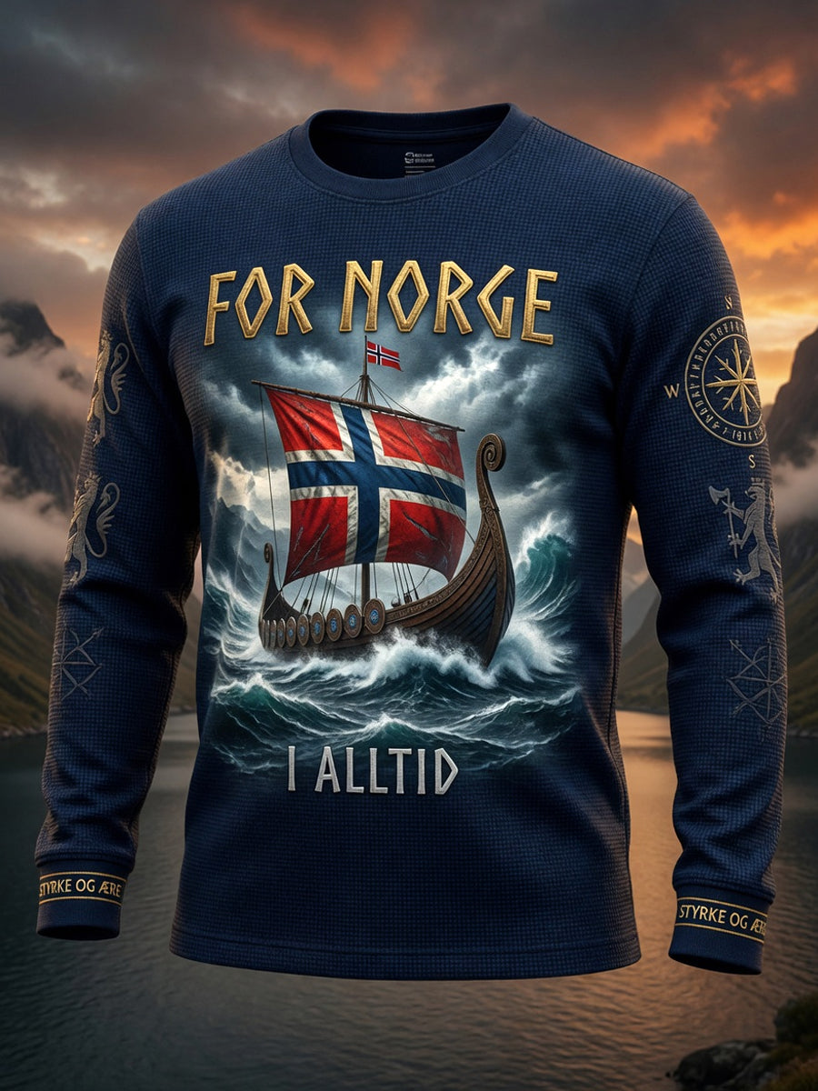 Retro norsk «Forover» Totem Vaffel- T-shirt