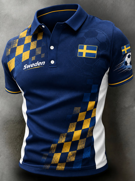 Herre svensk fotballsupporter Poloskjorte