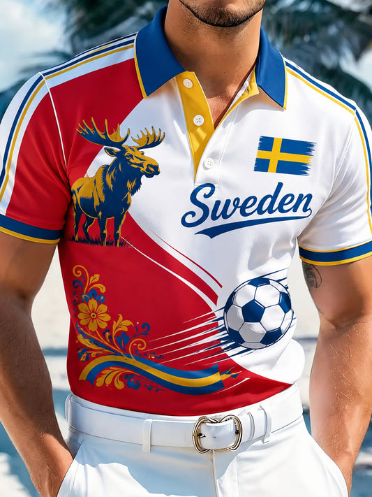 Herrepoloskjorte for svenske fotballsupportere