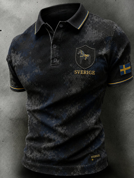 Herrer retro svensk fotball supporterkunst trykt avslappet genser