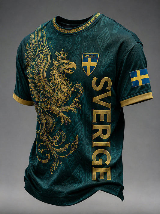 Herre Retro Svensk Fotballfan Kunsttrykk Uformell Trøye.