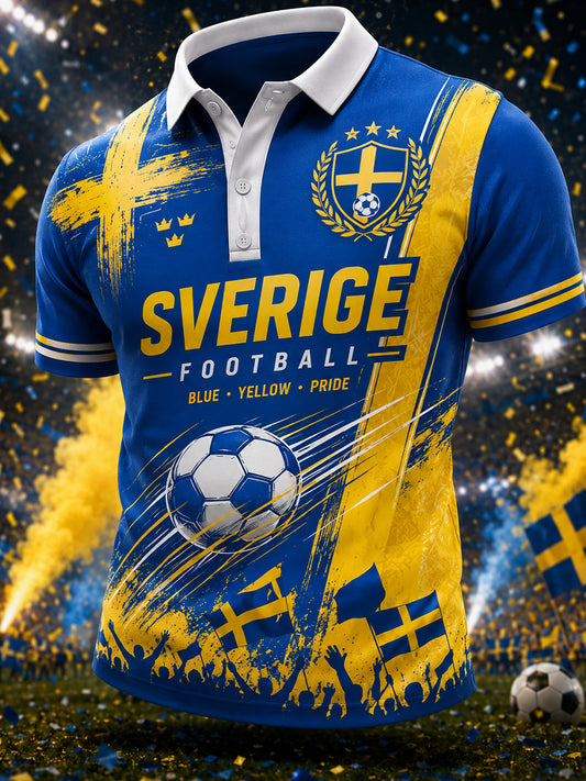 Herrer retro svensk fotball supporterkunst trykt avslappet genser