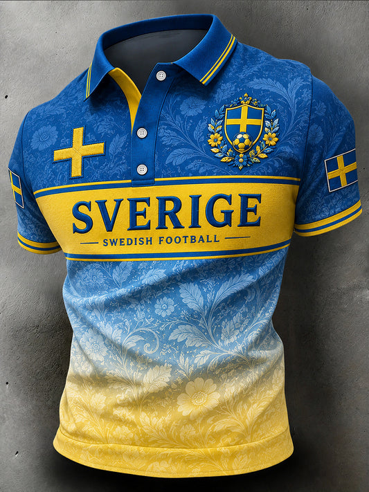 Herrer retro svensk fotball supporterkunst trykt avslappet genser