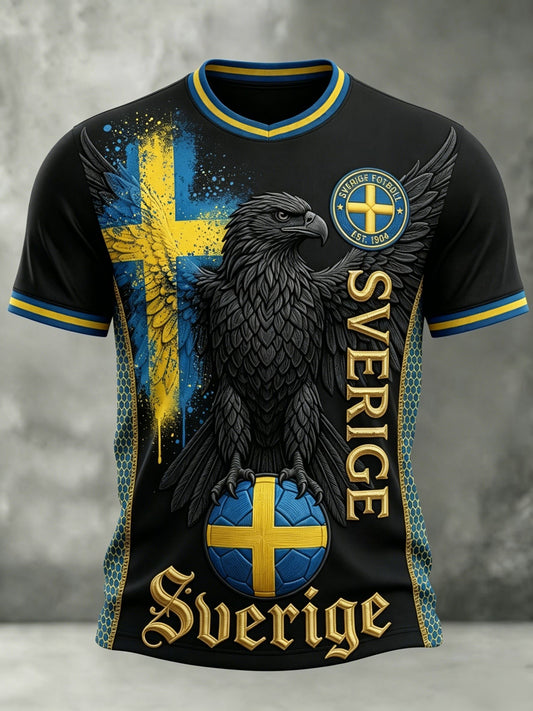 Herr Retro Svensk fotballfan Casual Sporty T-skjorte