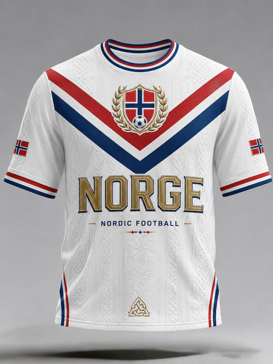 Herre retro fotballfana-fritidsdrakt i nordisk stil for menn, med kunstnerisk trykk