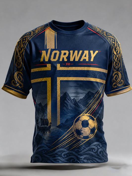 Menns norske fotballmatch oppmuntrende grafisk T-shirt