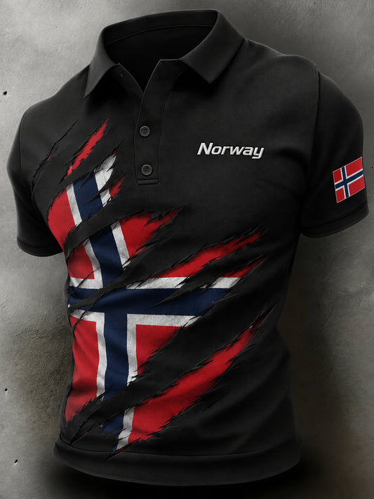 Menns Norge-fotballkamp fan-kunst og print-poloskjorte