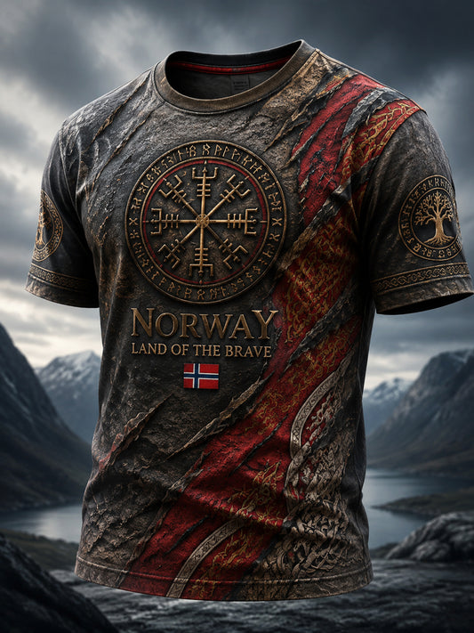 Retro norsk kunst-totem-patchwork Casual T-shirt