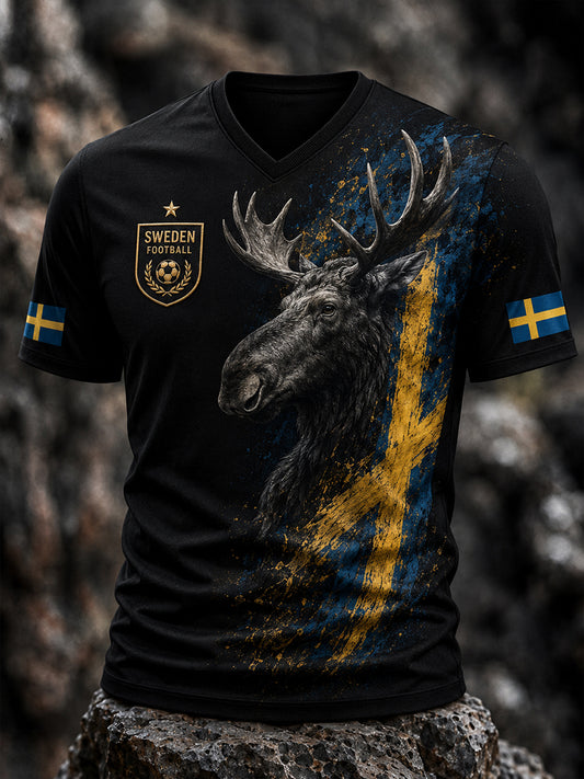 Retro svensk fotballfan-kunsttrykk avslappet genser