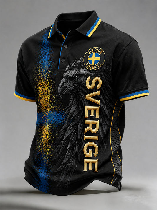 Retro svensk fotballfan-kunsttrykk avslappet genser
