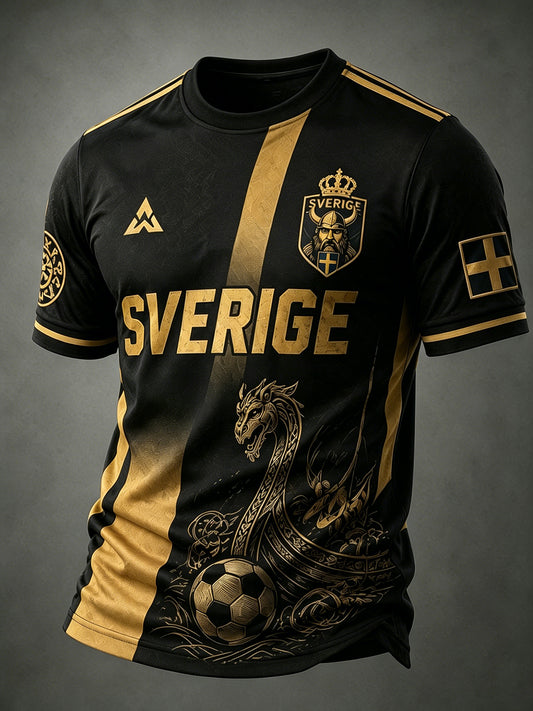 Herre-T-skjorte med korte ermer og fotballmotiv