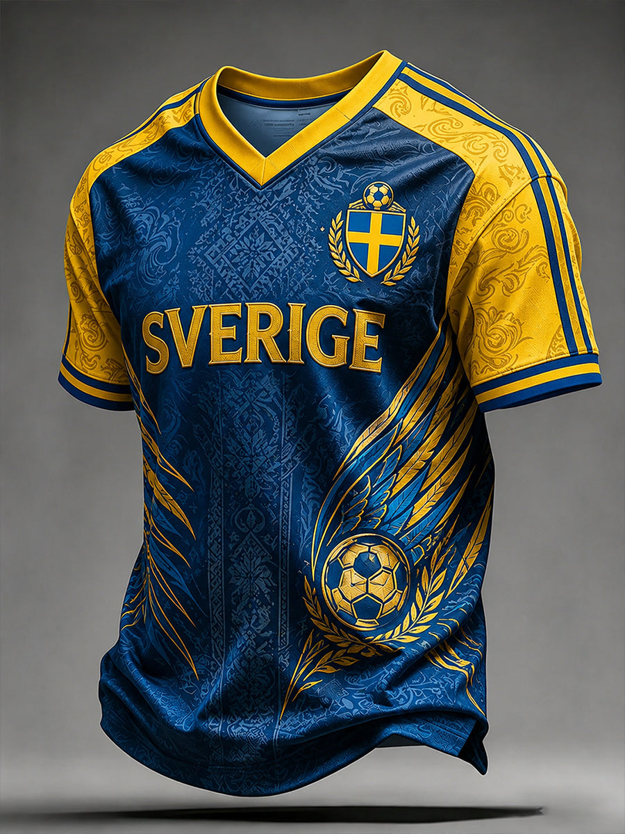 Retro svensk fotbollsfan-konsttryck avslappnad tröja