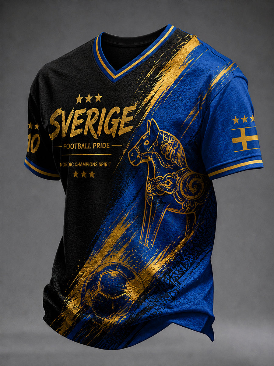 Retro svensk fotbollsfan-konsttryck avslappnad tröja