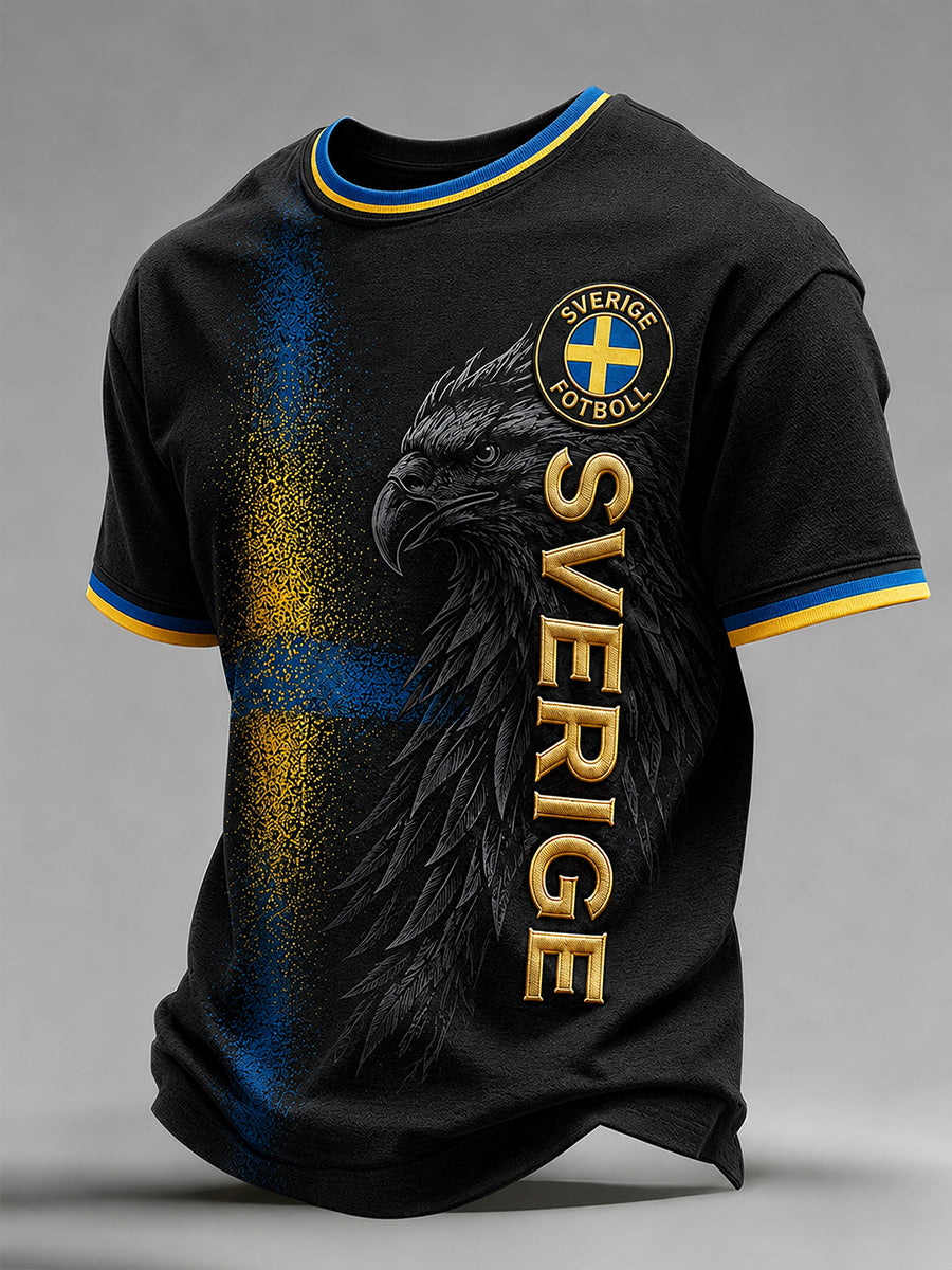 Retro svensk fotbollsfan-konsttryck avslappnad tröja