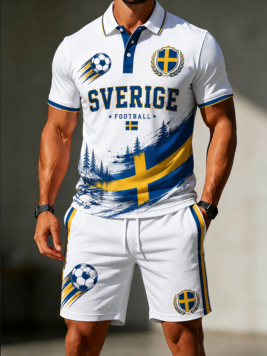 Retro svensk fotbollsfanart-print, avslappnad 2-delad set
