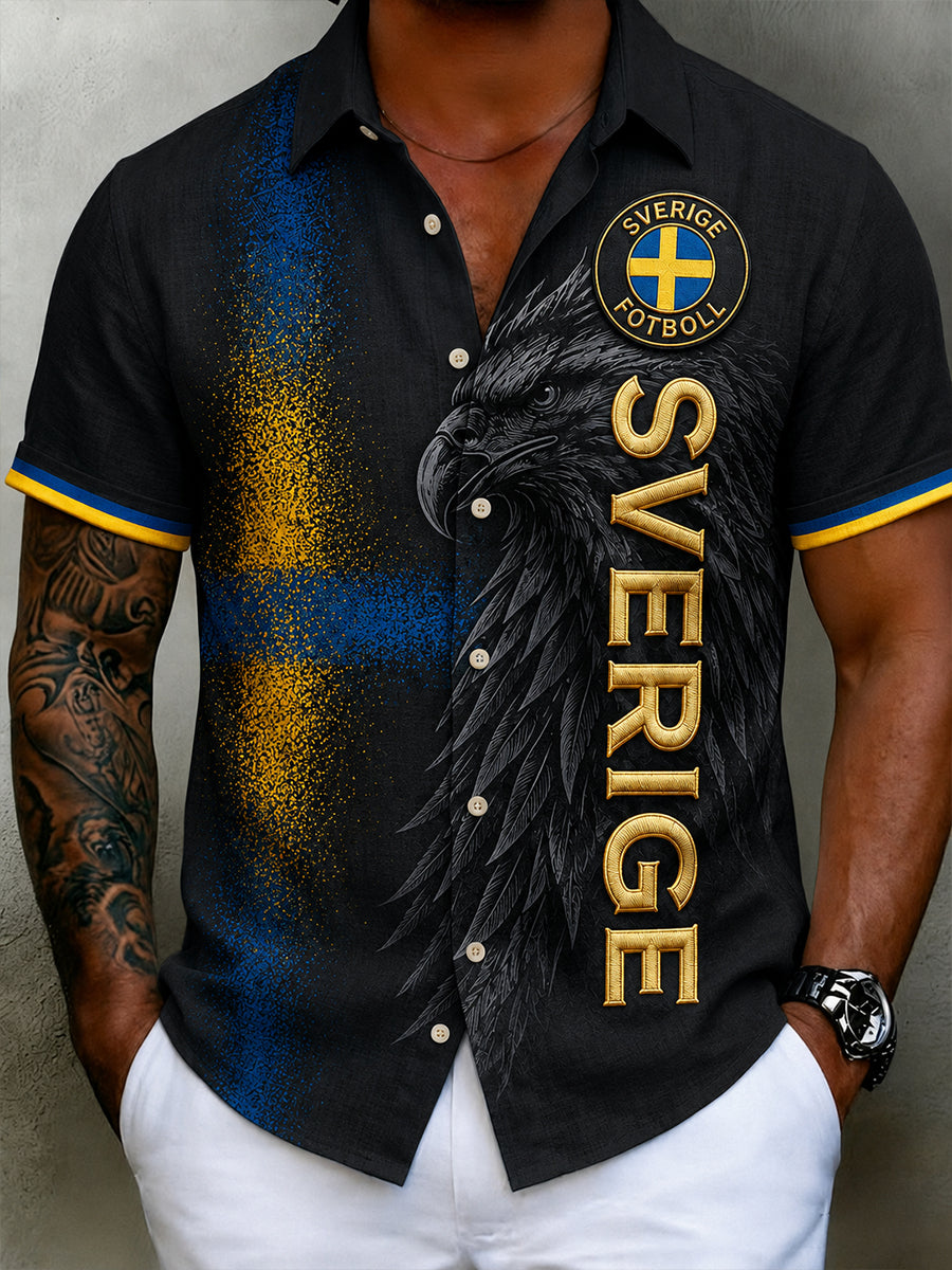 Retro Svensk fotbollsfläkt konst Skriv ut Casual Cotton-Linen