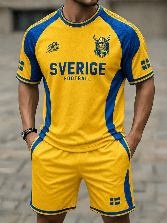 Herresett med fotballmotiv – kortermet trøye og shorts