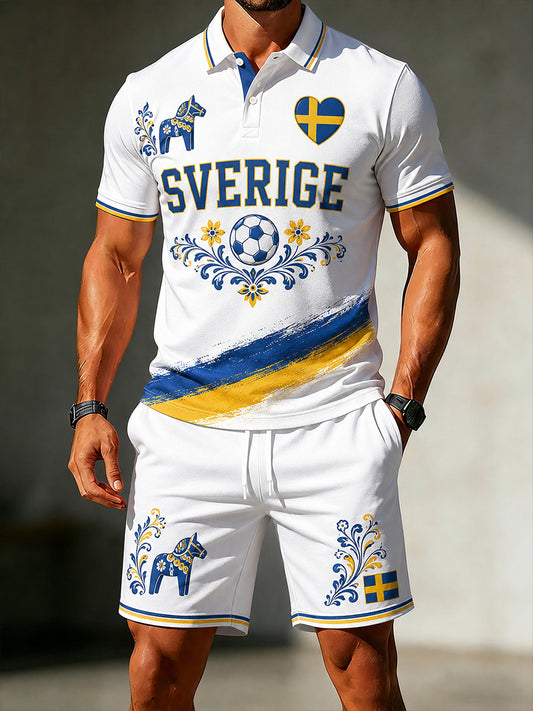 Retro svensk fotballfanart-print, avslappet 2-delt sett
