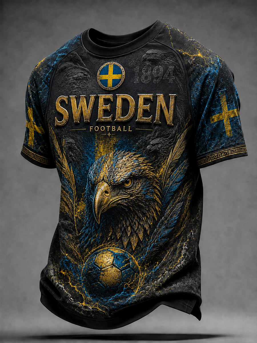 Retro svensk fotbollsfan-konsttryck avslappnad tröja