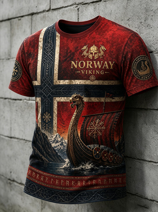 Retro Viking-element for menn T-skjorte med kort erme