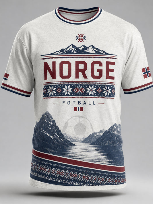 Herre Norge Fotball Supporter Kunsttrykk T-skjorte