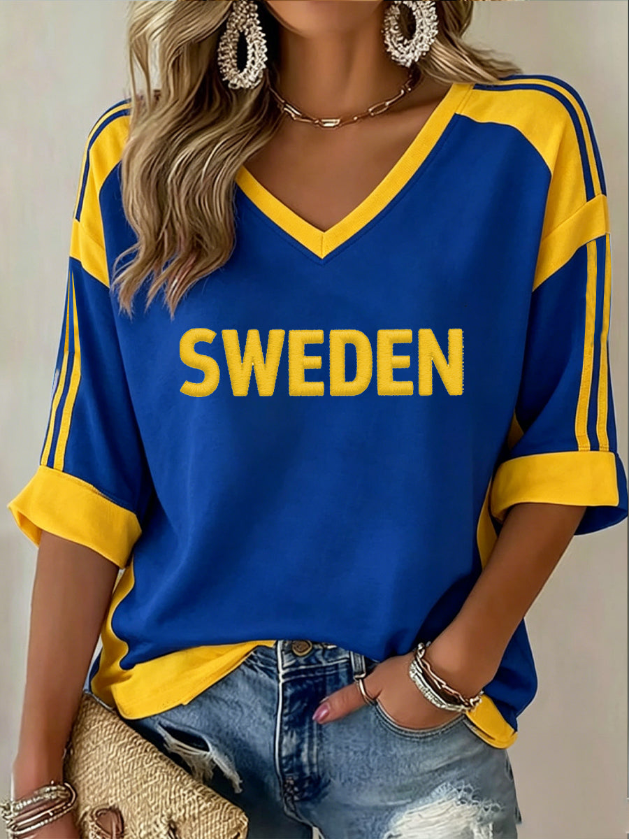 Kvinnors fotboll Tryck Casual T-shirt