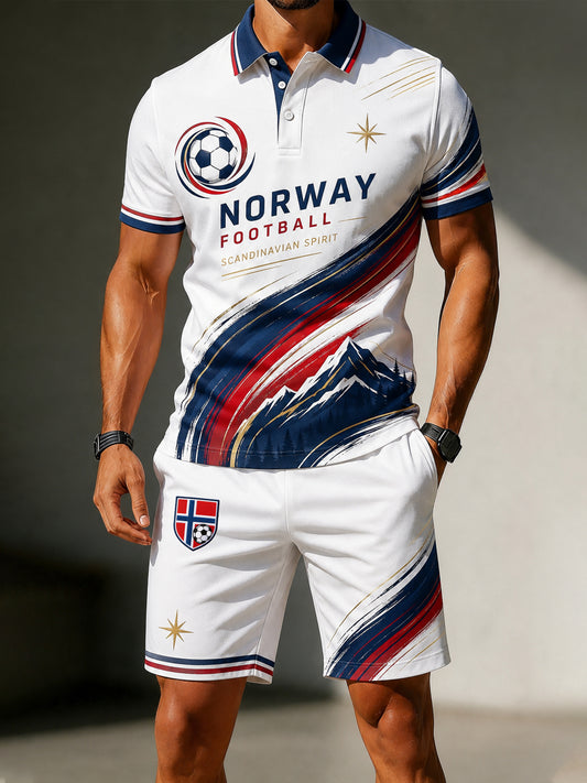 Herrefotballkamp-Norge-hurrarop-kunsttrykk polo-sett