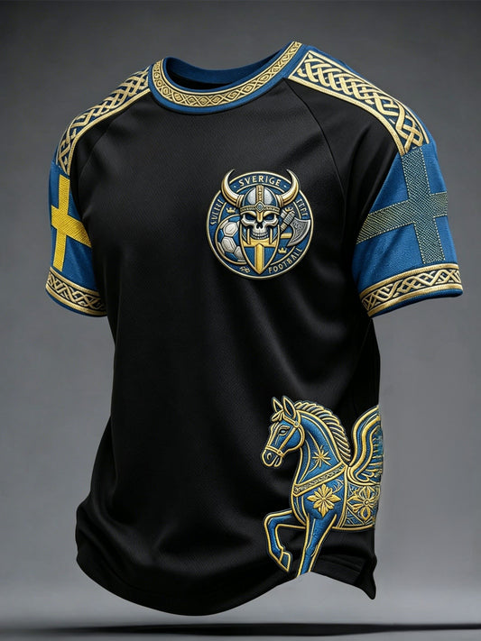 Retro svensk fotball T-skjorte for menn 2026 Print Casual T-skjorte