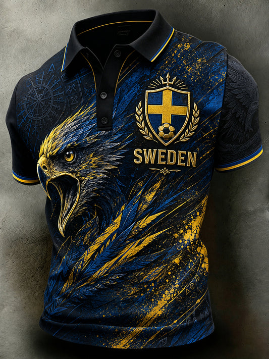 Herr Retro Svensk fotballfan kunst trykk Uformell Polo-skjorte